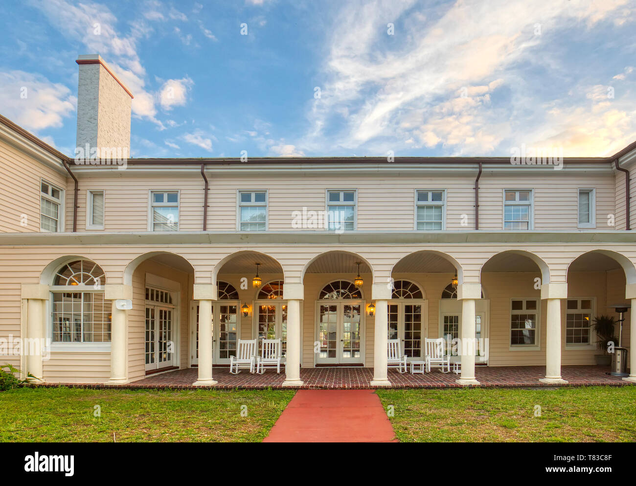 Kapernaum Lakeside Lodge auch Kapernaum Inn Retreat Center im Jahre 1925 in Lake Wales Polk County Floridda in den Vereinigten Staaten aufgebaut Stockfoto
