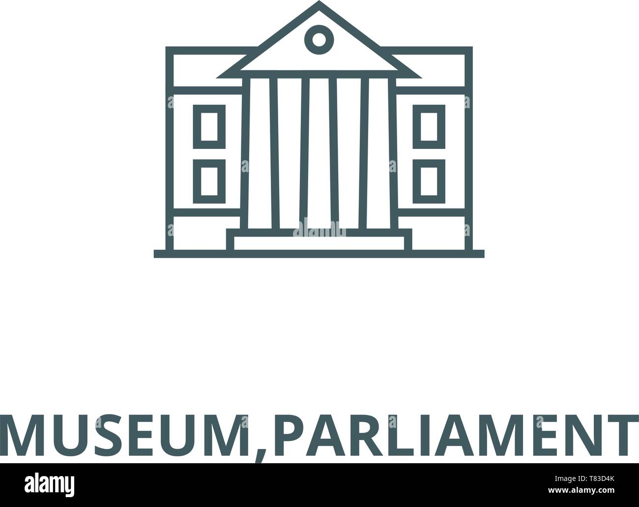 Museum, Parlament vektor Symbol Leitung, lineare Konzept erläutern, Zeichen, Symbol Stock Vektor