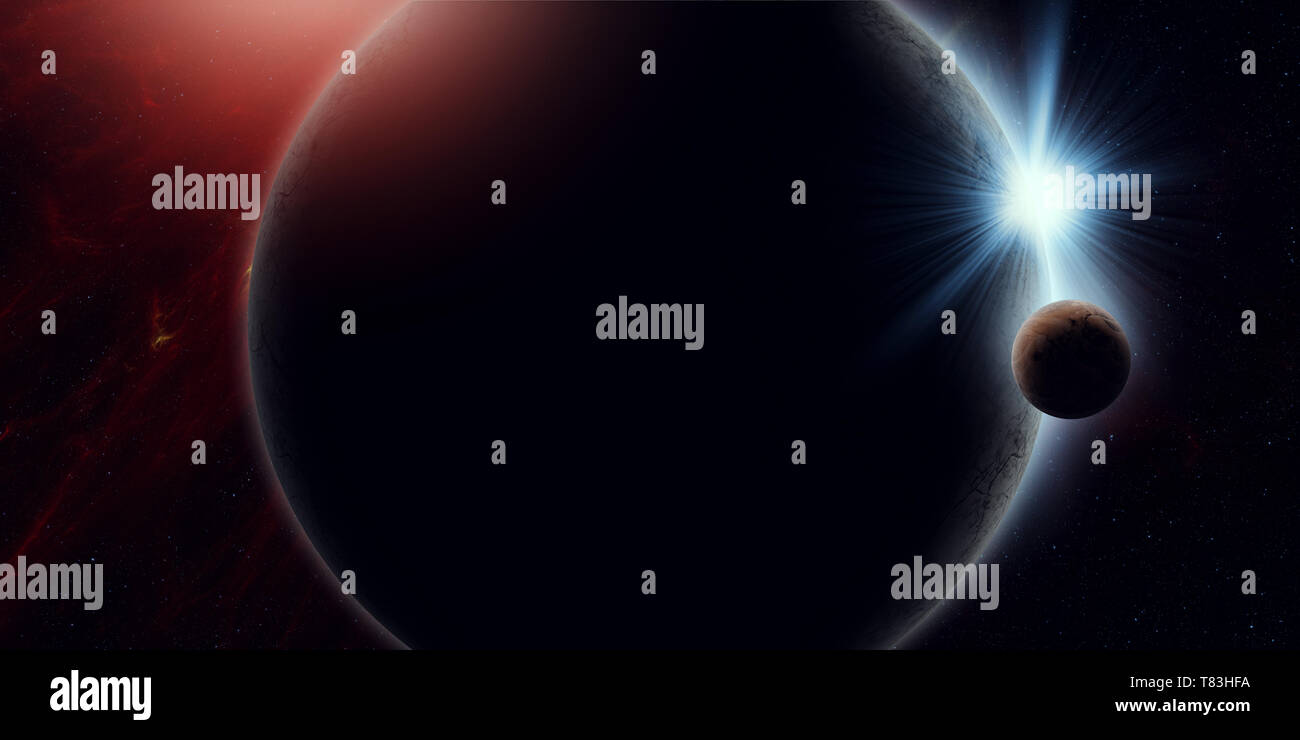 Surreale eclipse Planet und Mond Platz Abbildung Stockfoto