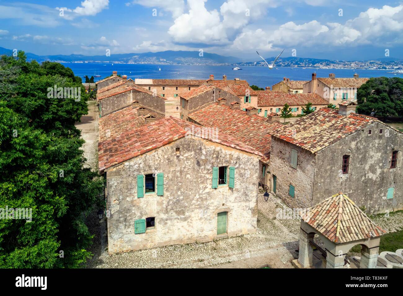 Frankreich, Alpes Maritimes, Lerins Inseln, Insel Sainte Marguerite, das Fort Royal von Vauban befestigt, die gut und eine Straße Stockfoto