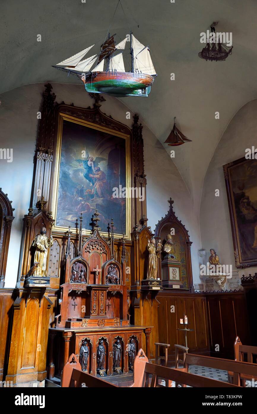 Frankreich, Alpes Maritimes, Cannes, der Altstadt von Le Suquet Bezirk, der Notre Dame de l'Esperance Kirche und ihre ex voto Stockfoto