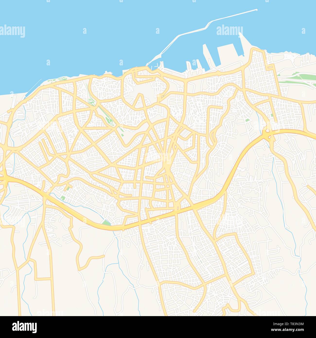 Druckbare Karte Von Heraklion Griechenland Mit Haupt Und Nebenstraßen Und Größere Bahnen