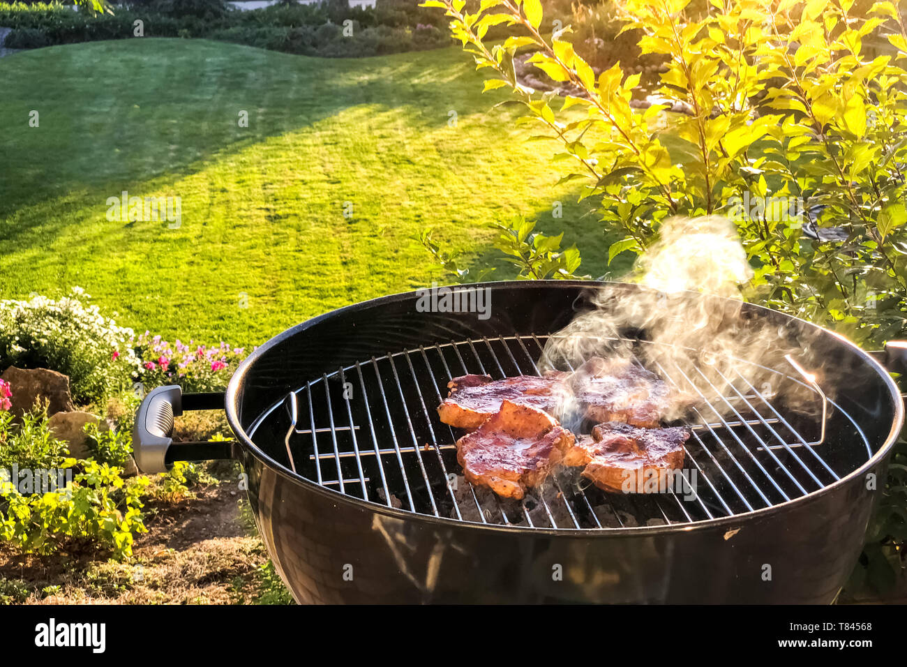 In einem Sommer Grill im Garten Stockfoto
