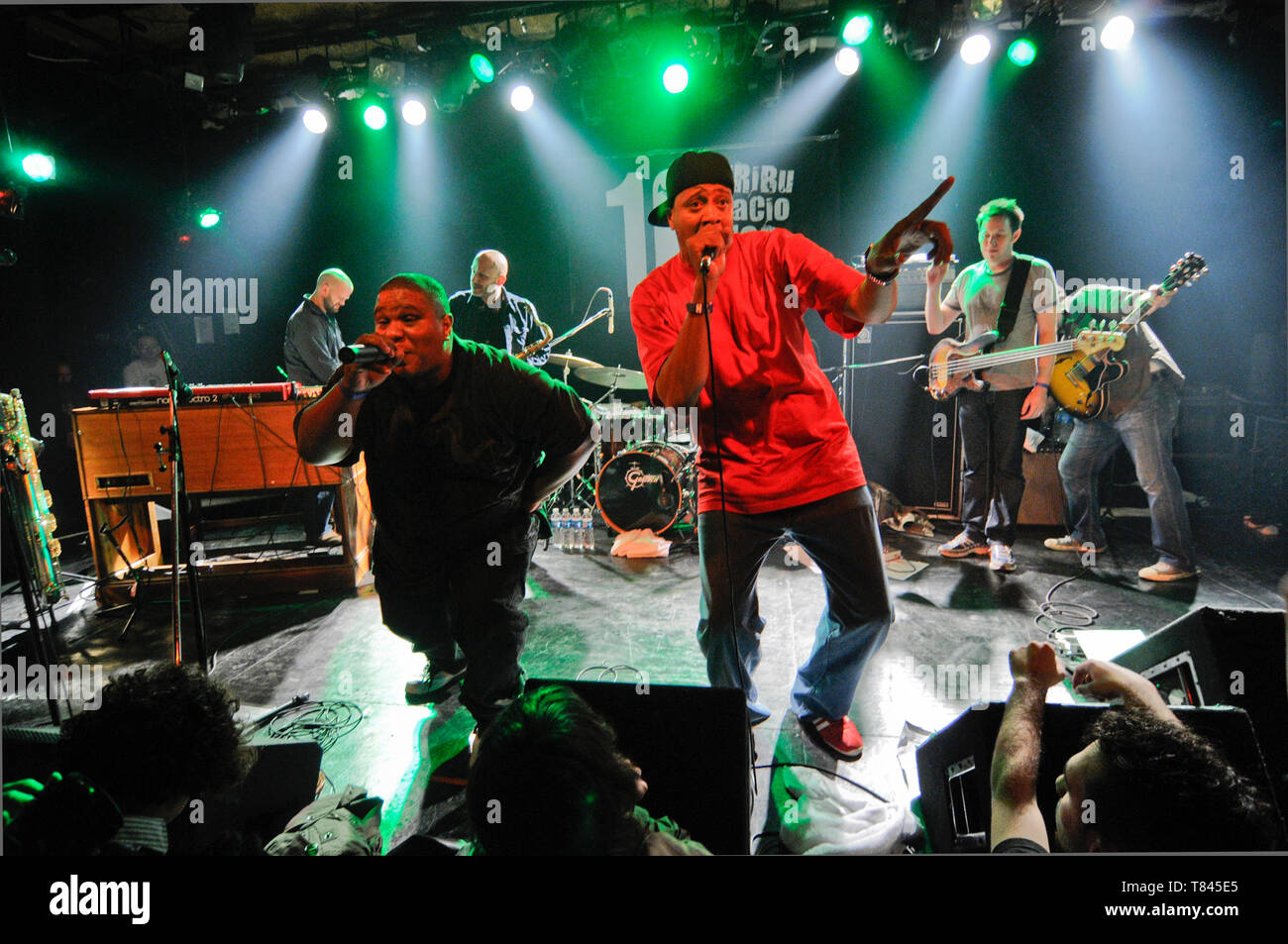 Funk und Jazz Band Galaktischen: Robert Mercurio, Jeff Raines, Richard Vogel Stanton Moore und Ben Ellman Stockfoto