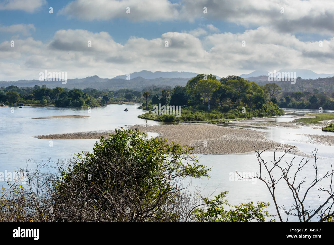 Ansicht des unteren Shire River Malawi an Chikwawa Stockfoto