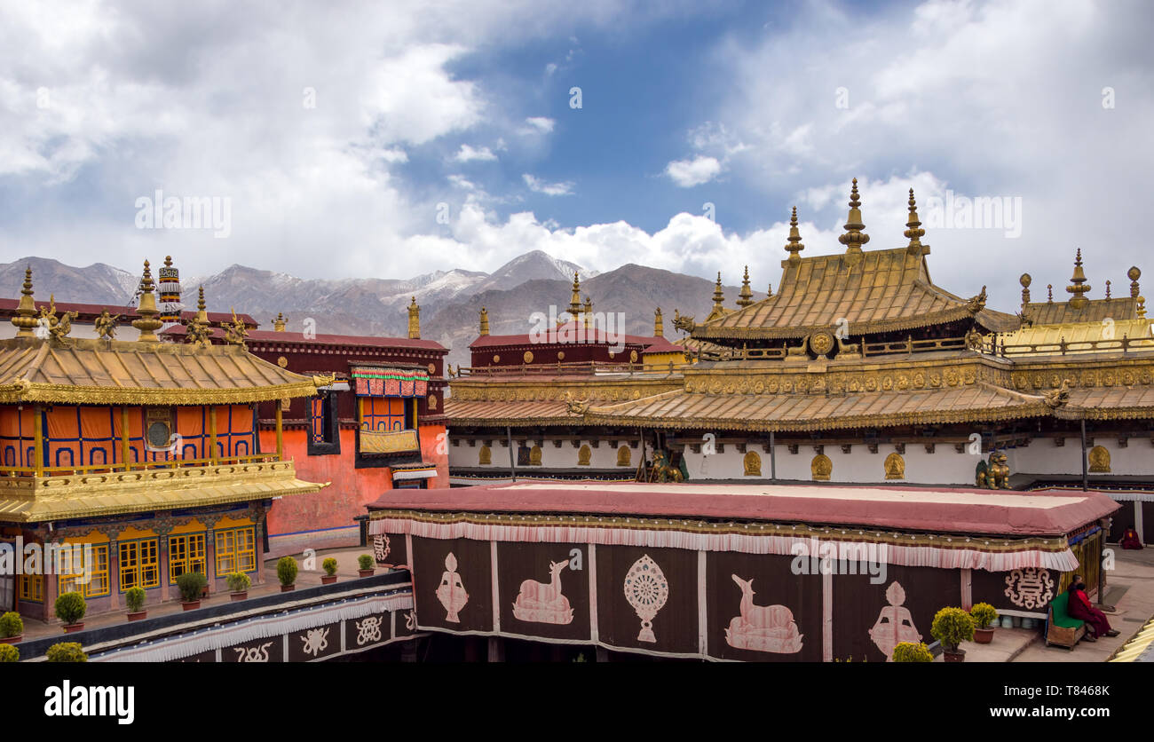 Den Jokhang Tempel in Lhasa, Tibet Stockfoto