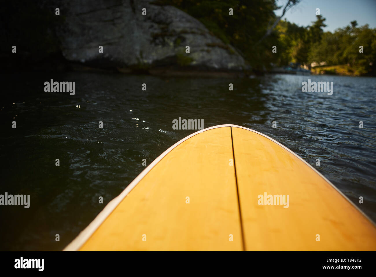 Der Bogen der Paddle Board in See Stockfoto