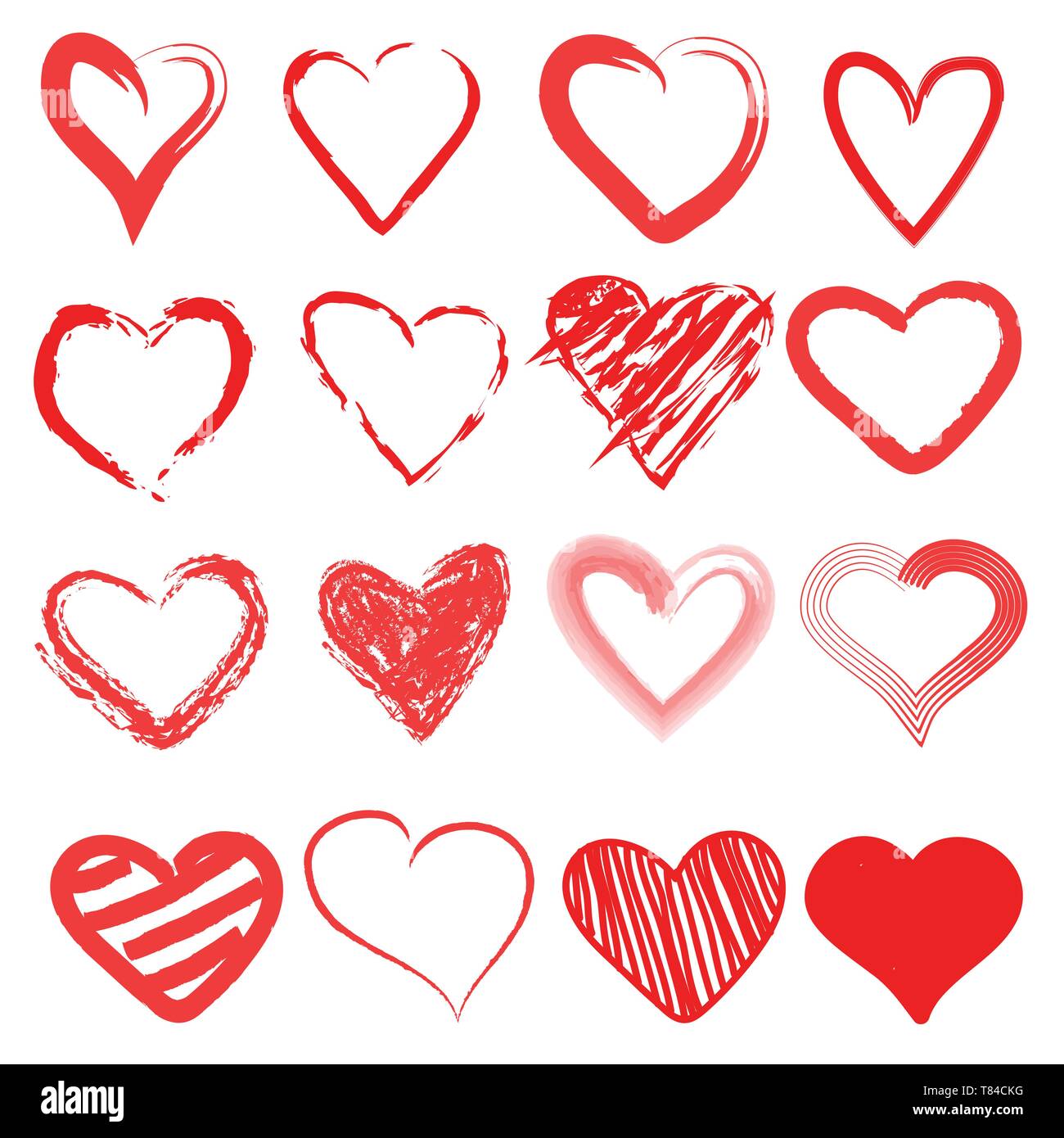 Rotes Herz Hand gezeichnet. Symbol niedlich, Cartoon doodle Liebe Stock Vektor