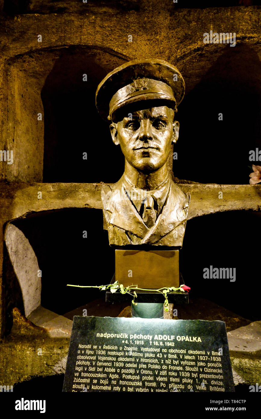 Krypta unter der Kirche der Heiligen Kyrill und Methodius das letzte Versteck von sieben tschechoslowakischen Fallschirmjägern, die Heydrich, Prag Opalka, ermordeten Stockfoto
