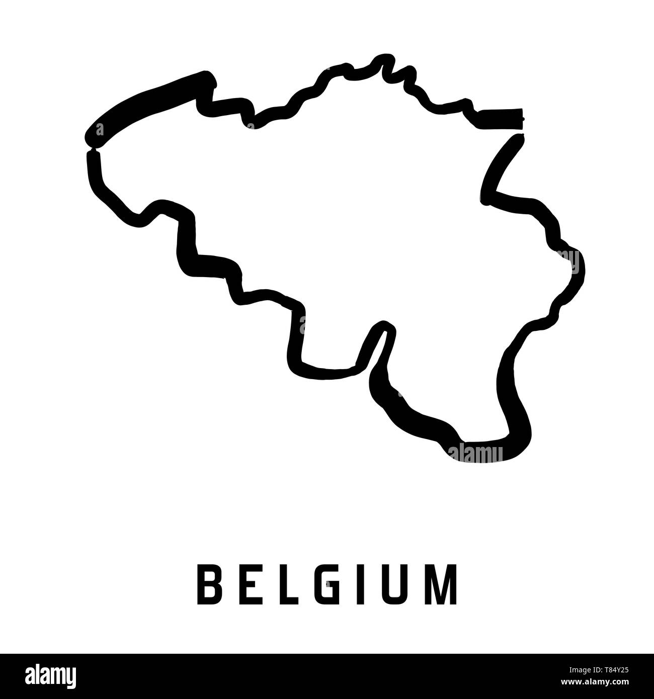 Belgien Karte outline-glatten Land formen Karte Vektor. Stock Vektor