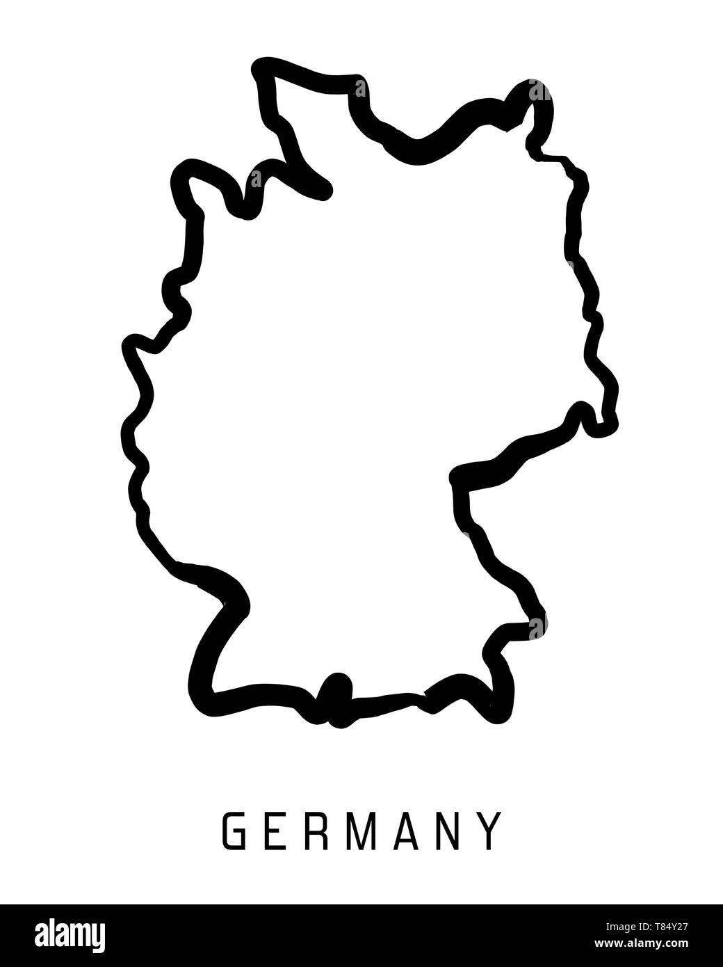 Deutschland Karte outline-glatten Land formen Karte Vektor. Stock Vektor