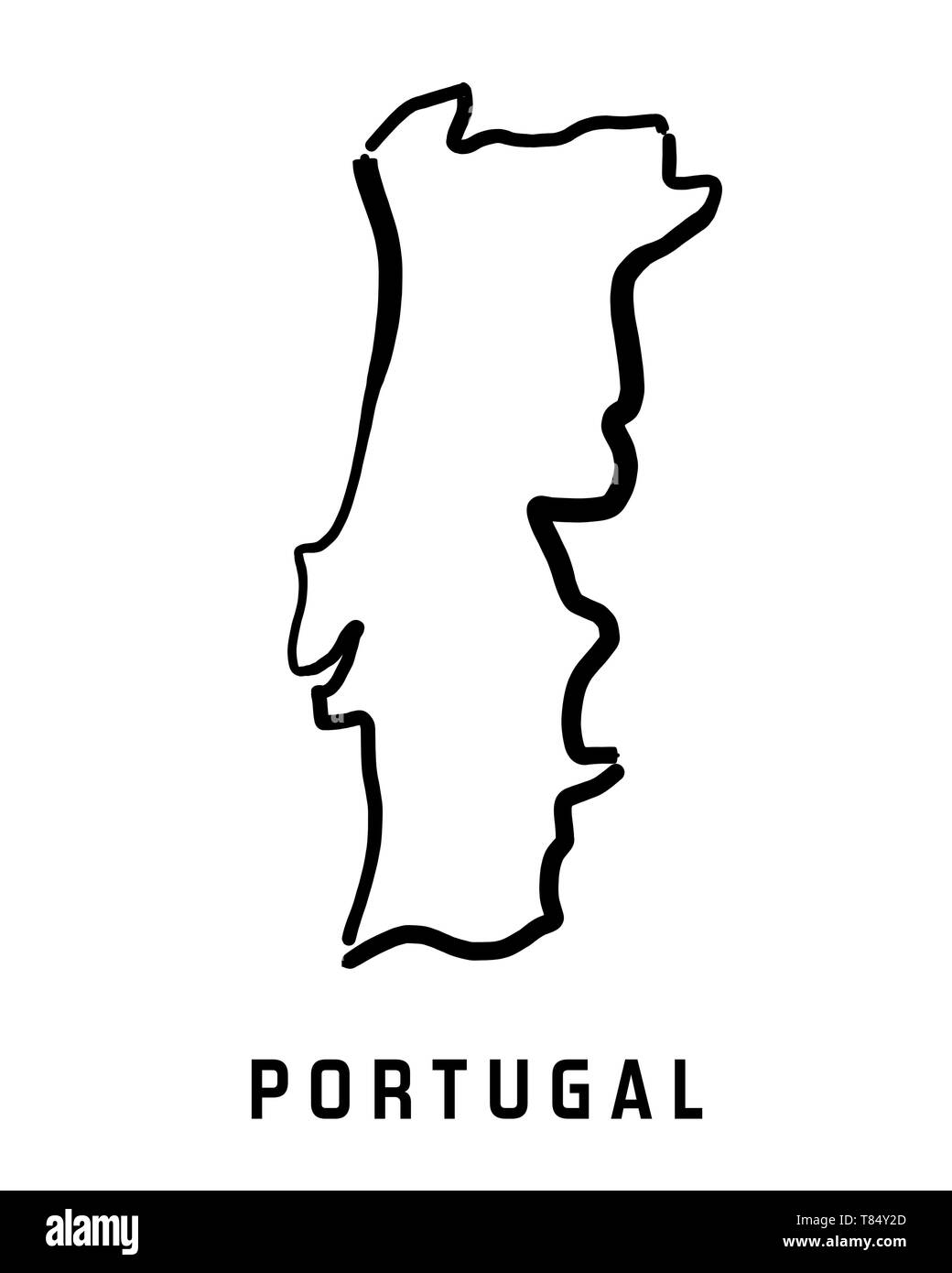 Portugal Landkarte outline-glatten Land formen Karte Vektor. Stock Vektor