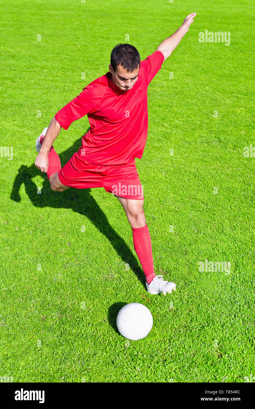Fußball Spieler munter Stockfoto