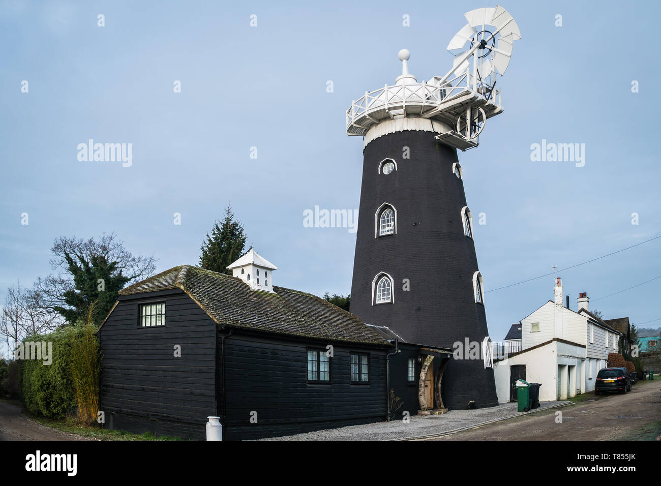 Reigate, Großbritannien - 24 Januar, 2019 - eine historische Wray gemeinsame Mühle in Wohnhaus umgewandelt Stockfoto