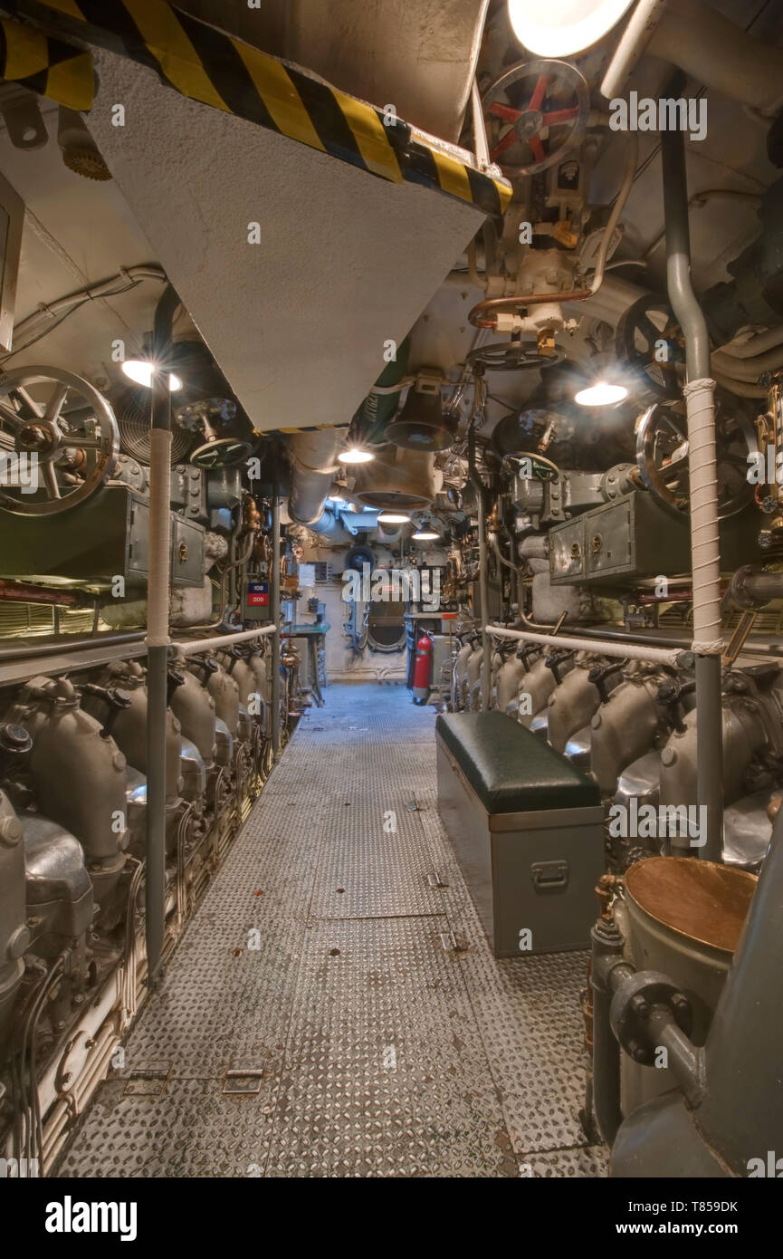 U-Boot-Maschinenraum Stockfoto