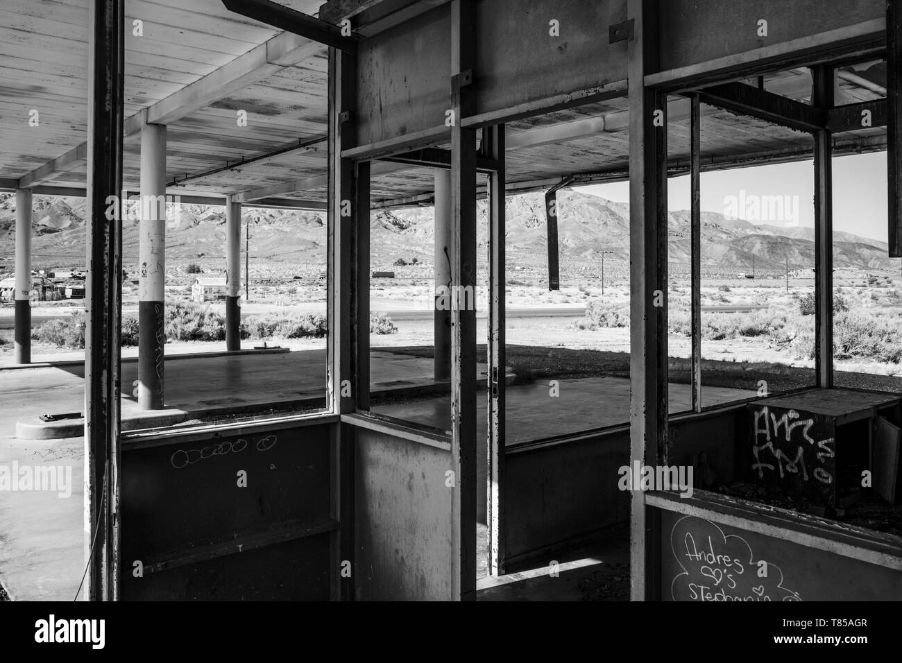 Verlassene Tankstelle, Yermo, California, Vereinigte Staaten von Amerika Stockfoto