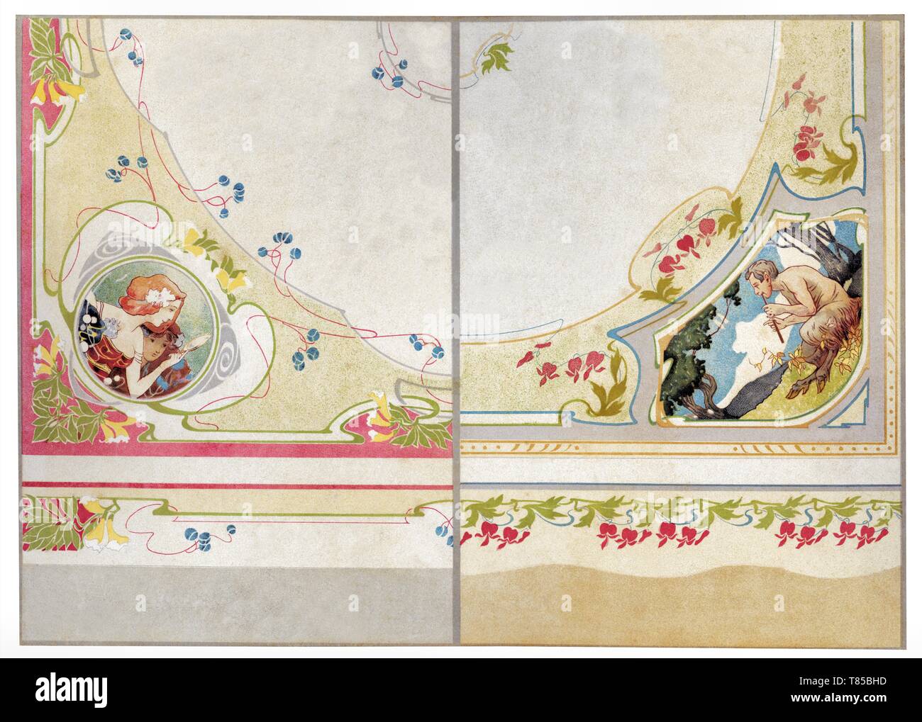 Malerei: Decke mit floralen Motiven - Vintage Abbildung durch figurative Malerei 1910 Stockfoto