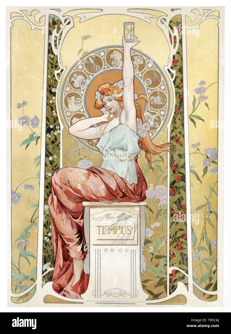 Malerei: Allegorie auf die Zeit - Vintage Abbildung durch figurative Malerei 1910 Stockfoto