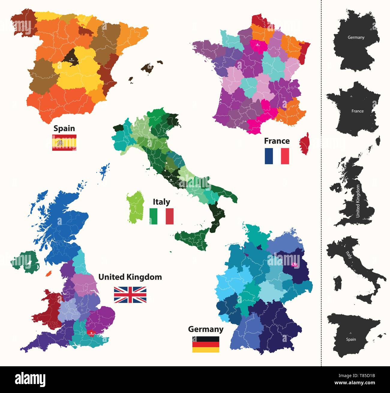 Europäische Vektor hoch detaillierte Karten Stock Vektor