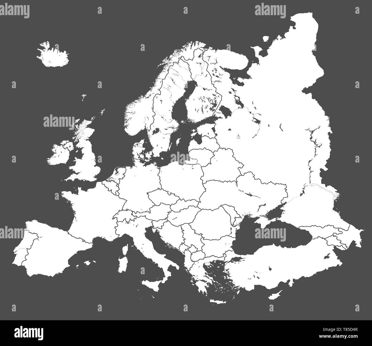 Europa Vektor hohe politische Karte Stock Vektor