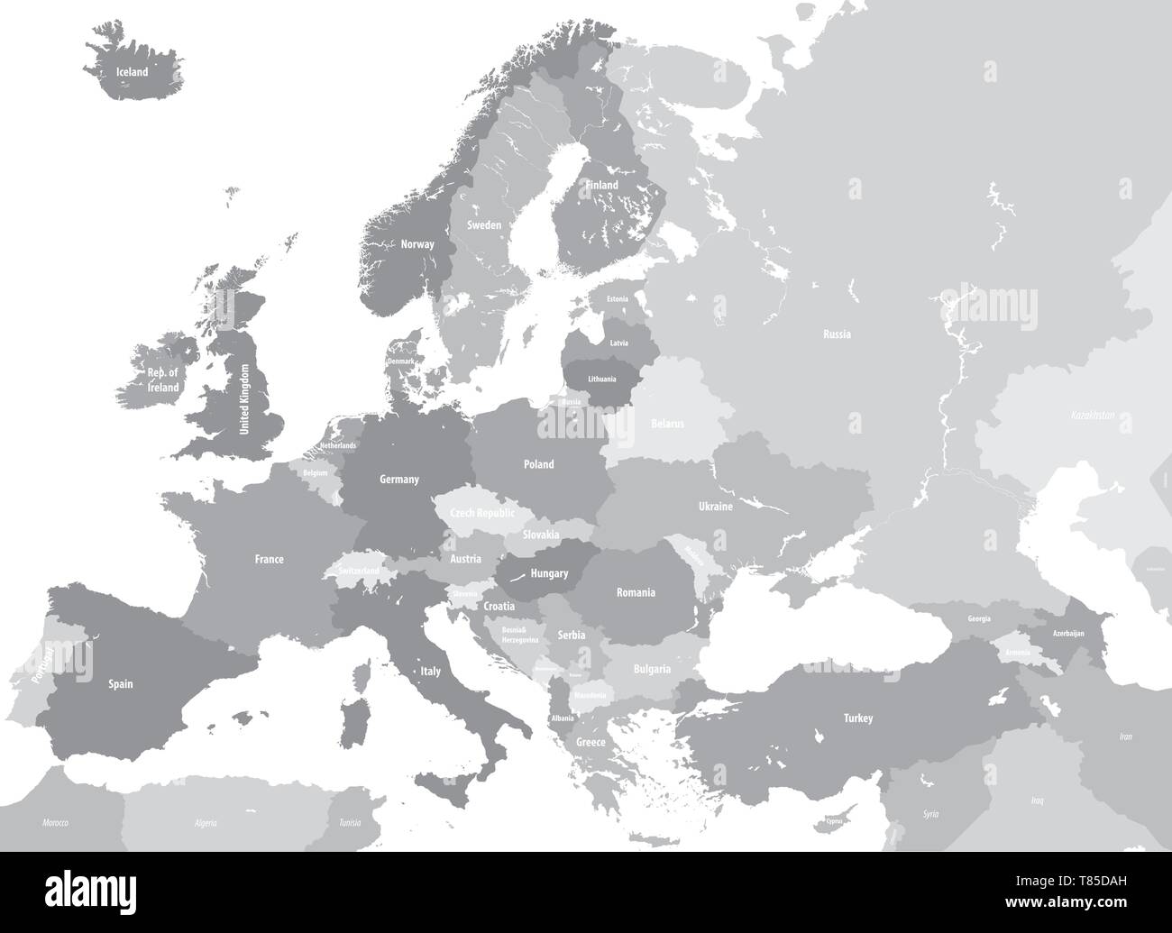 Europa Vektor hohe politische Karte Stock Vektor