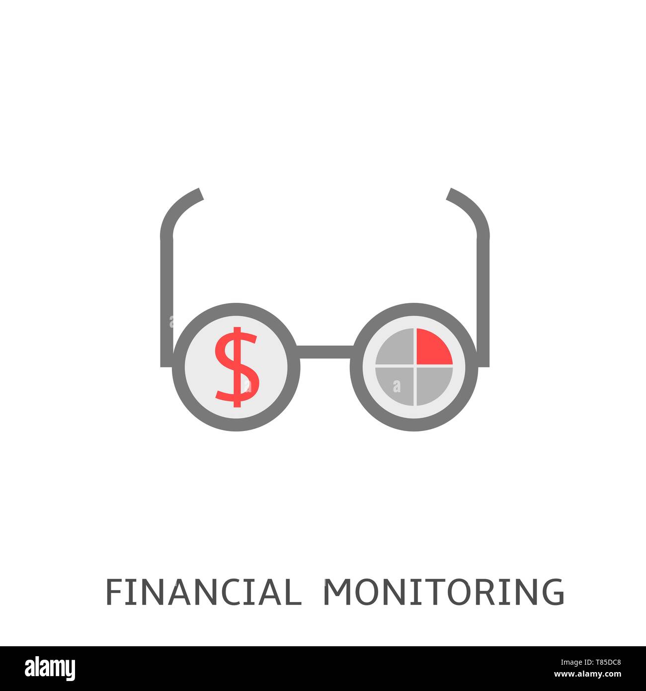 Finanzielle Überwachung. Gläser mit Dollar singen Vector Illustration Stock Vektor