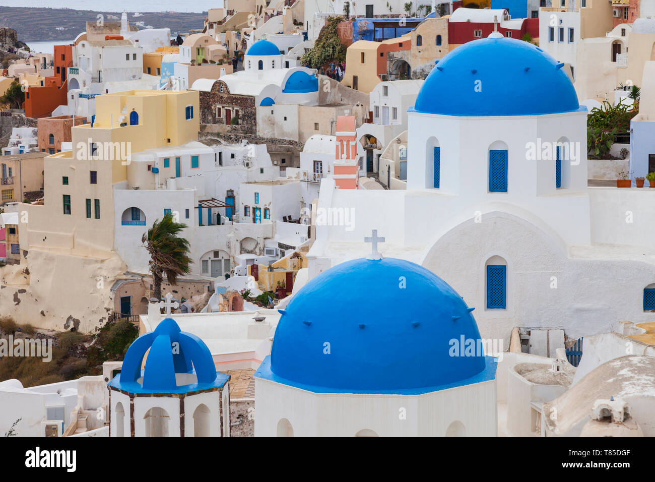 Pueblo de Oia, Santorini, Griechenland Isla de Stockfoto