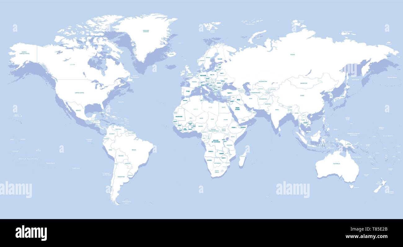 Vektor hoch detaillierte Weltkarte Abbildung Stock Vektor