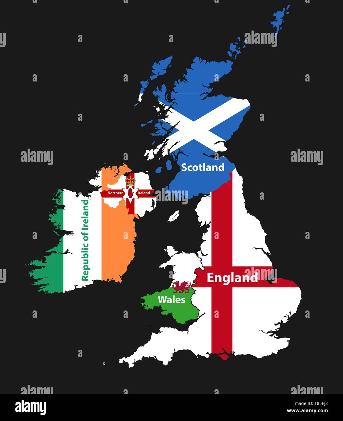 Vektor Länder der Britischen Inseln Stock Vektor