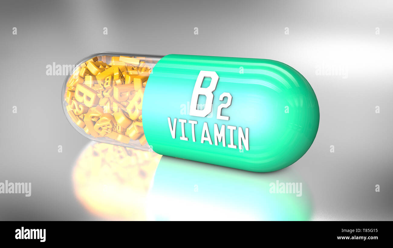 Vitamin B2-Kapsel, Abbildung Stockfoto