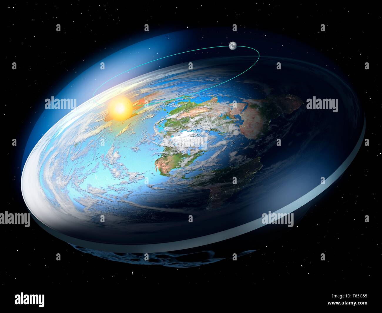 Flat Earth, Abbildung Stockfoto