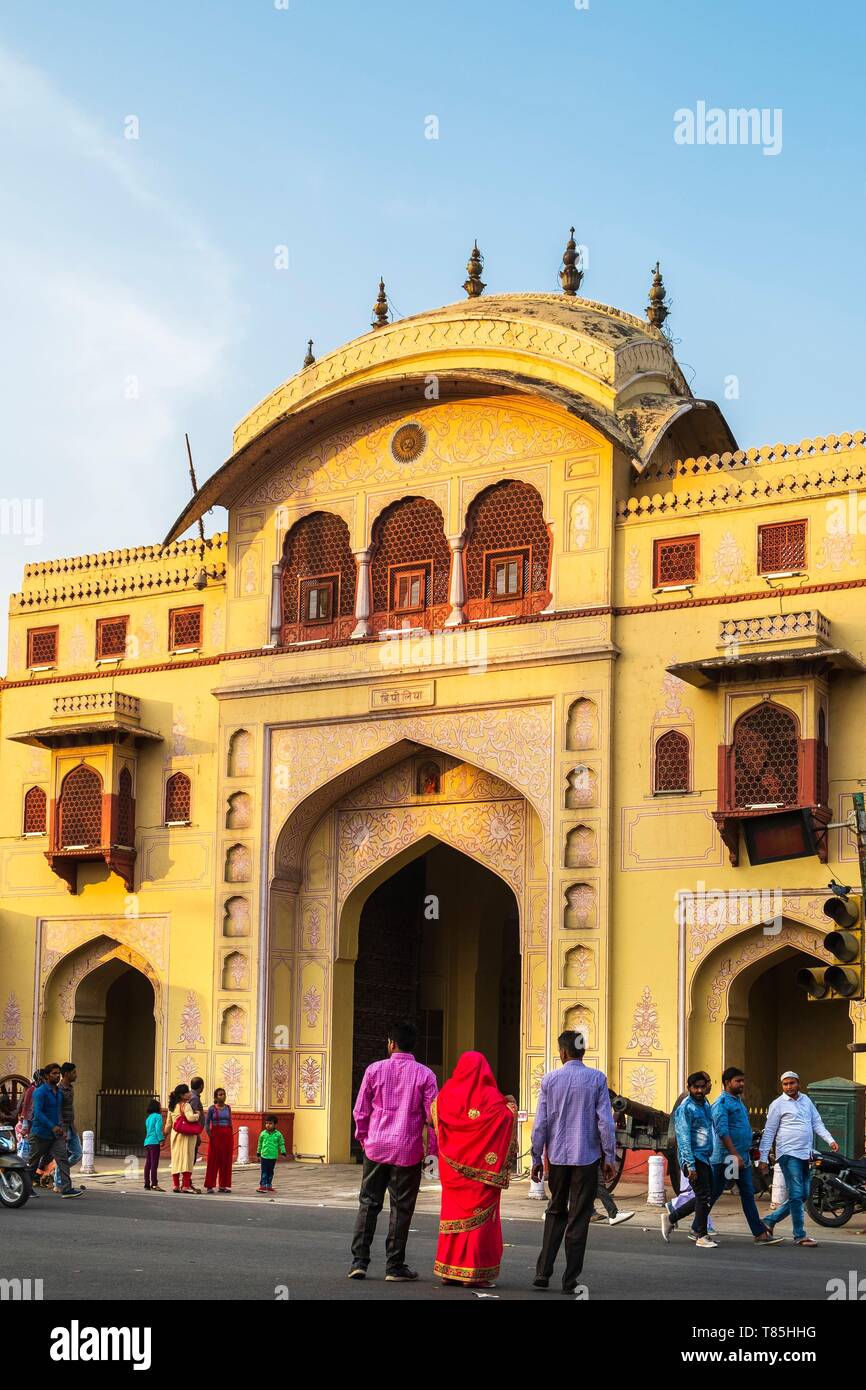 Indien, Rajasthan, Jaipur, Bazar, Tripolia Tripolia Tor ist eine der Eingangstor der City Palace Stockfoto