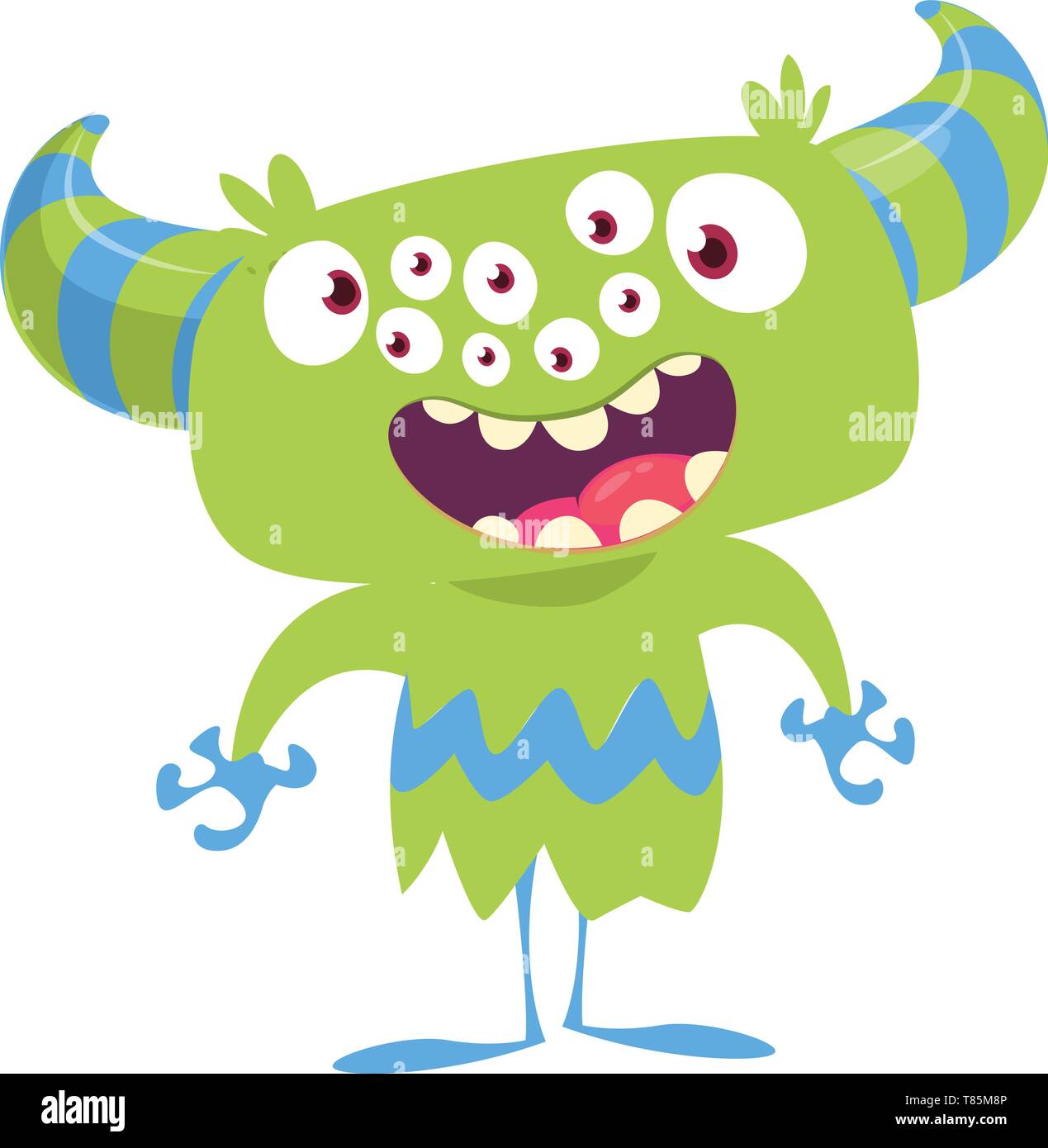 Cartoon Monster mit vielen Augen. Vector Illustration auf weißen isoliert. Große Halloween Zeichen Stock Vektor