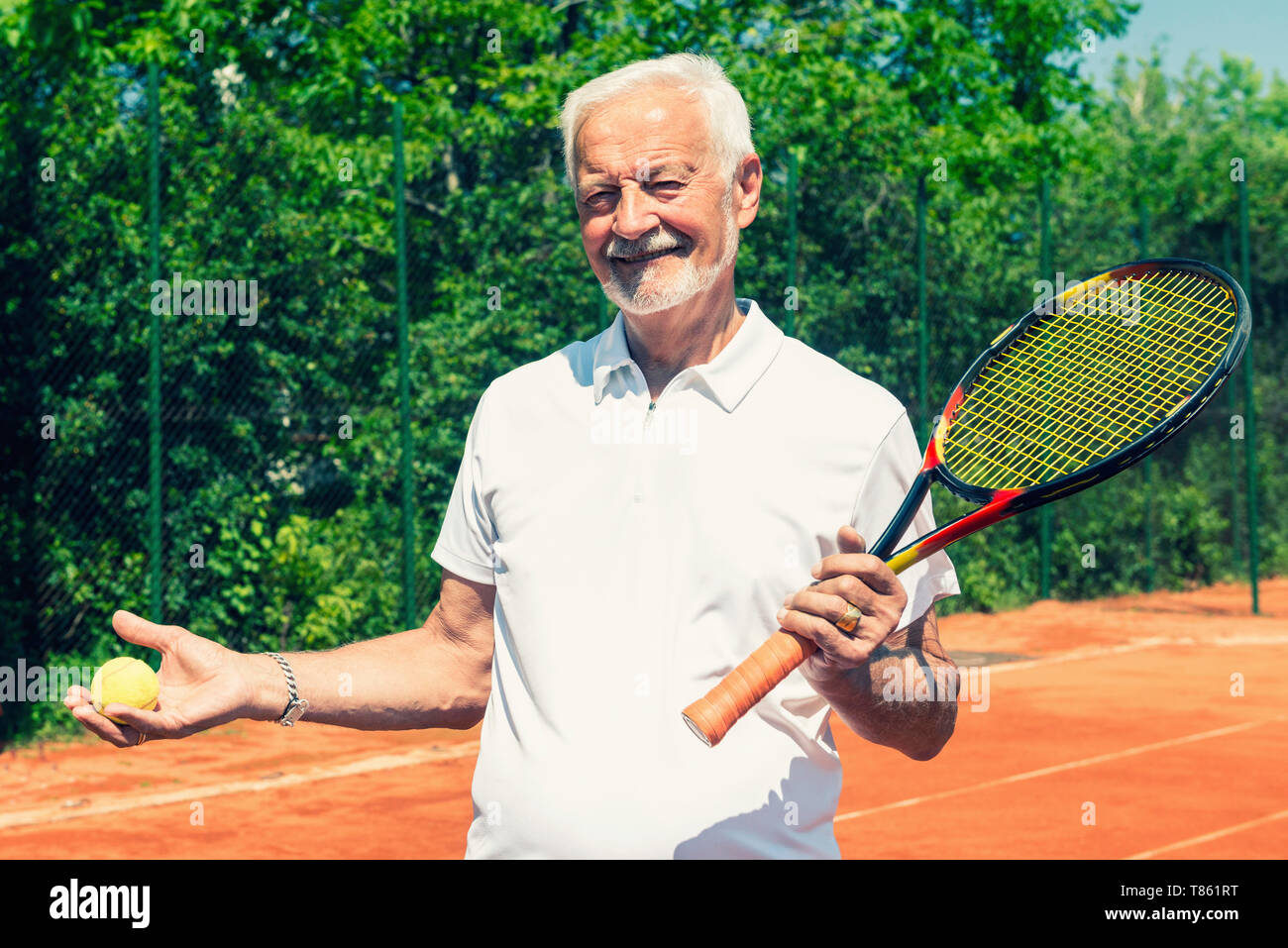 Senior tennis player Stockfoto