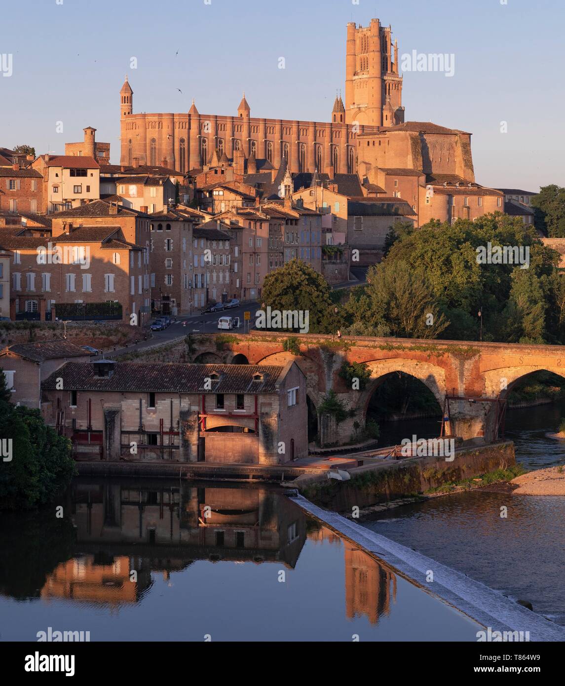 Frankreich, Tarn, Albi, als Weltkulturerbe von der UNESCO, der Dom, die Altstadt und den Fluss Tarn aufgeführt Stockfoto