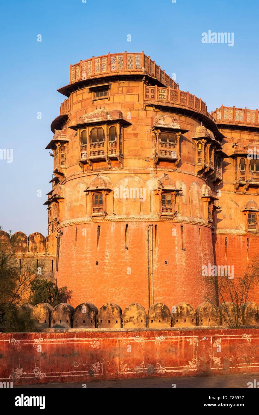 Indien, Rajasthan, Bikaner, Junagarh Fort, erbaut im 16. Jahrhundert Stockfoto