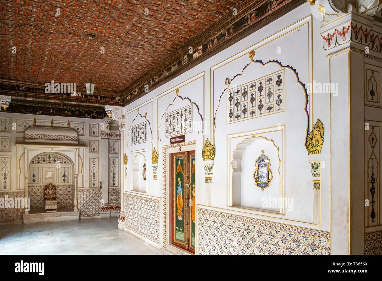 Indien, Rajasthan, Bikaner, Junagarh Fort, erbaut im 16. Jahrhundert, Phool Mahal Stockfoto