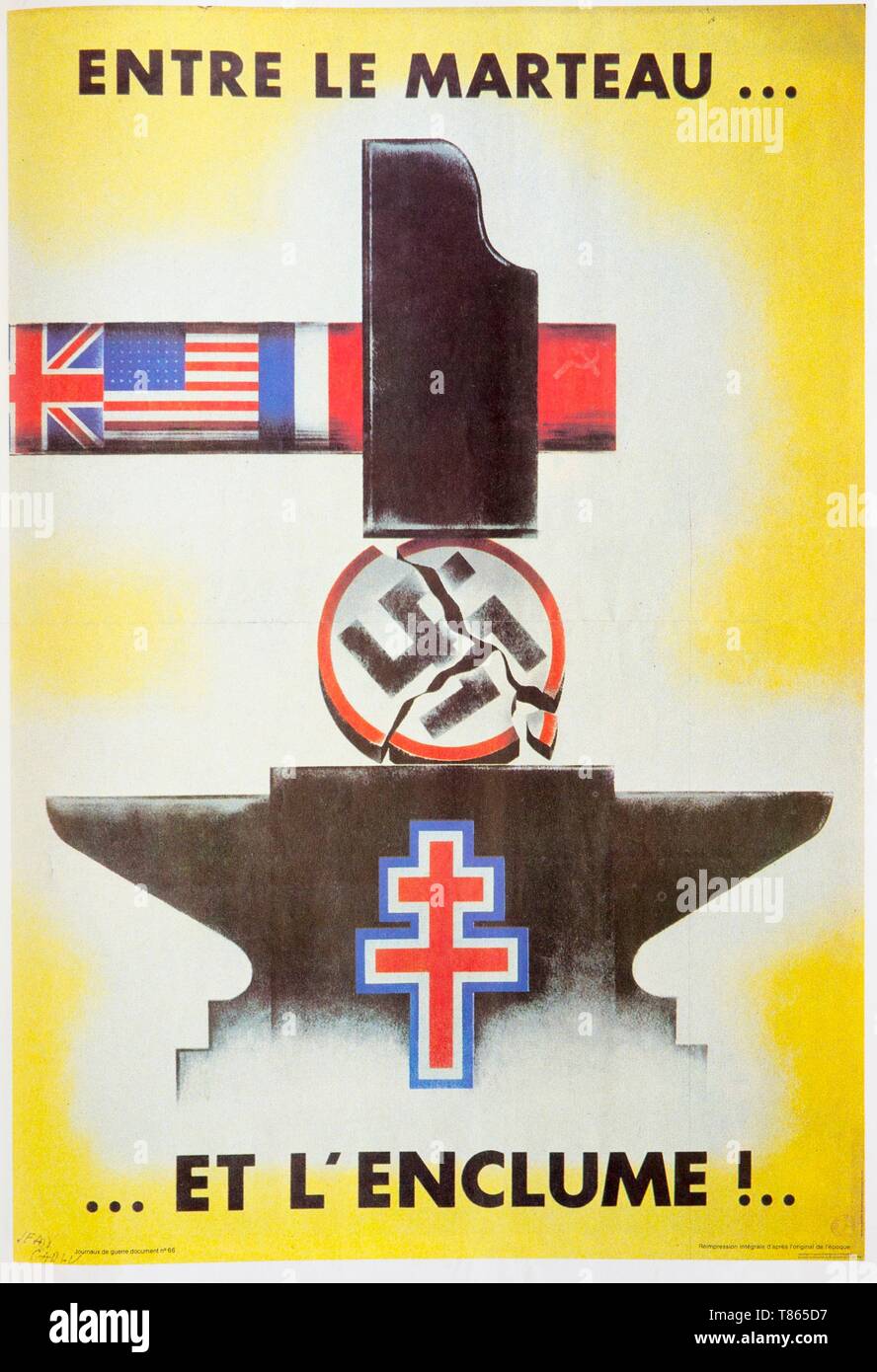 Frankreich, Paris, ehemaliger Propaganda Poster aus dem Zweiten Weltkrieg (39-45) Stockfoto