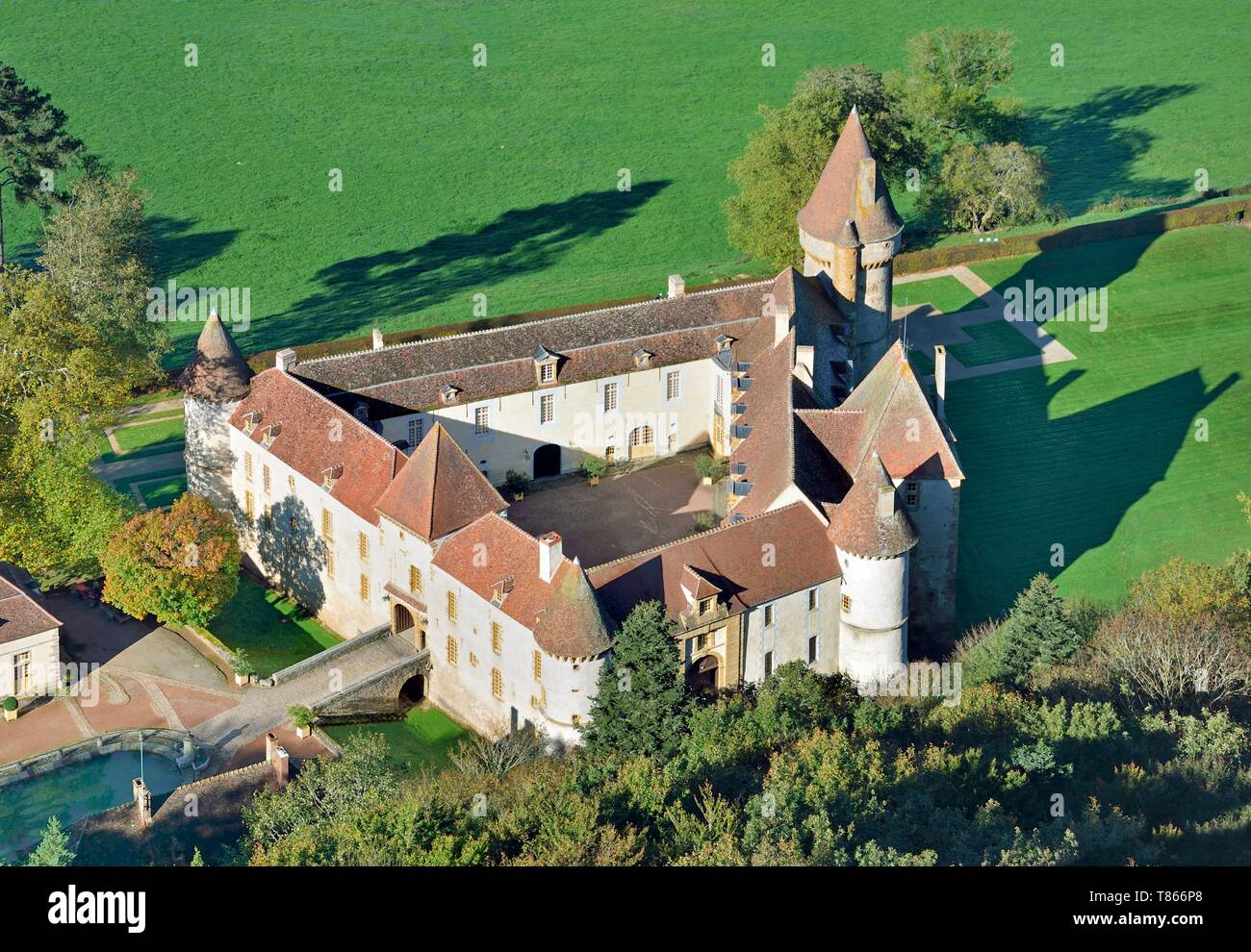 Frankreich, Nievre, das Schloss von Bazoches Morvan gehörte, Marschall Vauban (Luftbild) Stockfoto