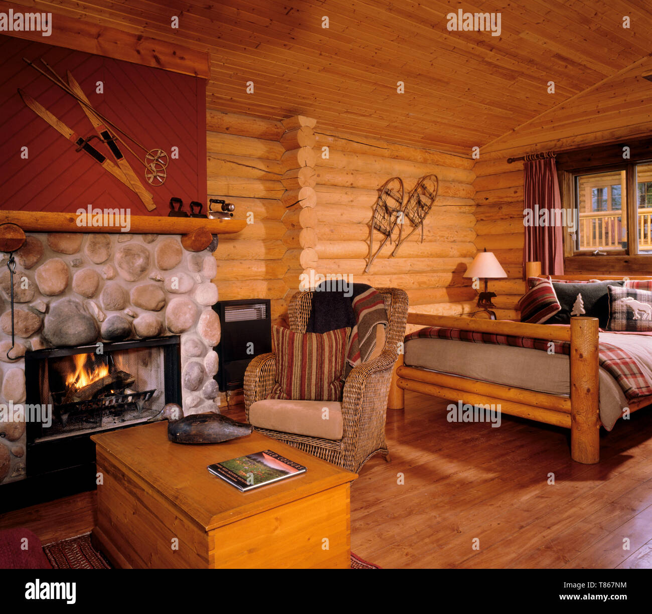 Resort Log Cabin Interior Stockfoto