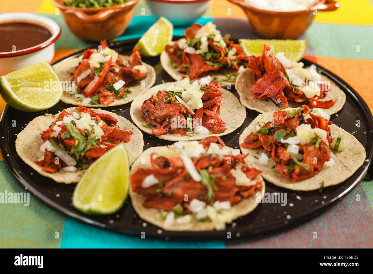 Tacos al Pastor, mexikanischen Taco, Street Food in Mexiko Stadt Stockfoto