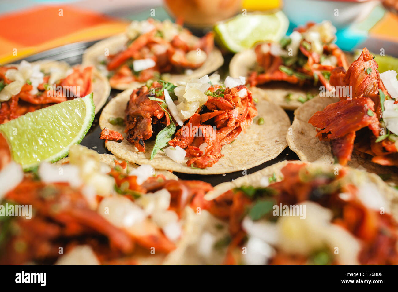 Tacos al Pastor, mexikanischen Taco, Street Food in Mexiko Stadt Stockfoto
