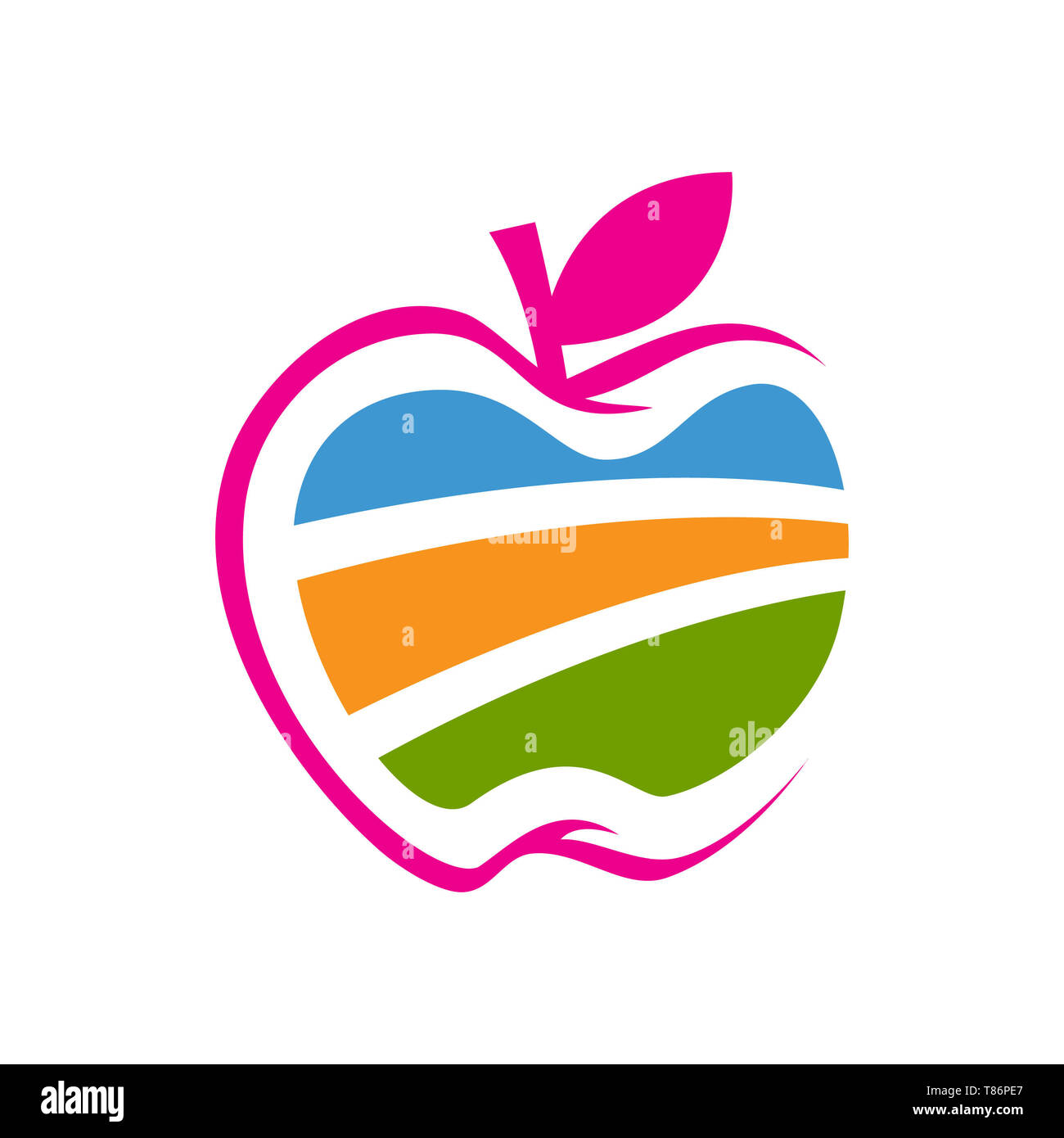 Abstrakte Apple Logo vektor design Illustrationen. Natur Grafik Apple Symbol auf weißem Hintergrund. Stockfoto