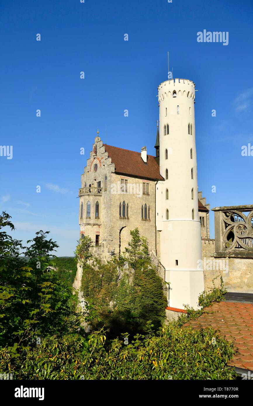 Deutschland, Baden Württemberg, Schwäbische Alb (Schwäbische Alb), in der Nähe von Reutlingen, Schloss Lichtenstein Stockfoto