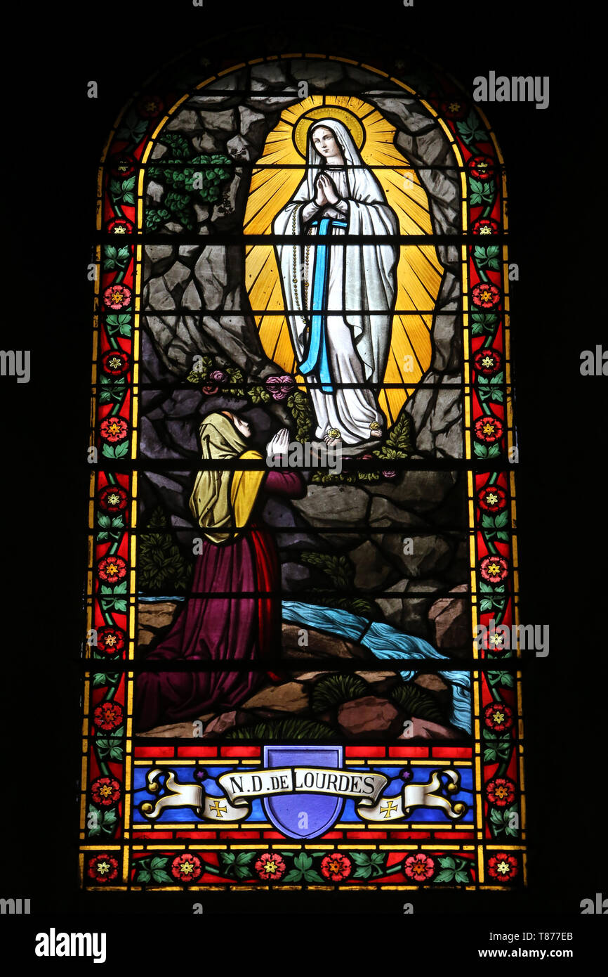 Notre-Dame de Lourdes. Eglise Saint Jean-Baptiste. Les Houches. Stockfoto