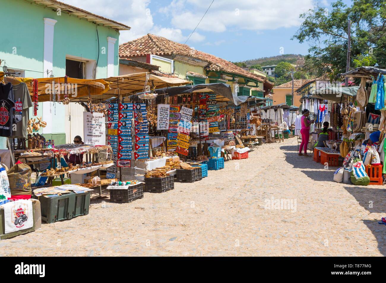 Kuba, Provinz Sancti Spiritus, Trinidad de Cuba UNESCO Weltkulturerbe, der Markt in den Gassen Stockfoto