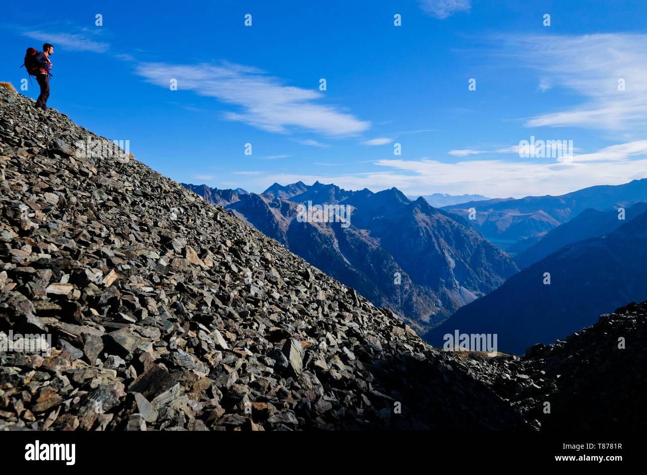 Frankreich, Isère, Allemond, Blick auf die Allevard reichen von der Roche Fendue Pass Stockfoto