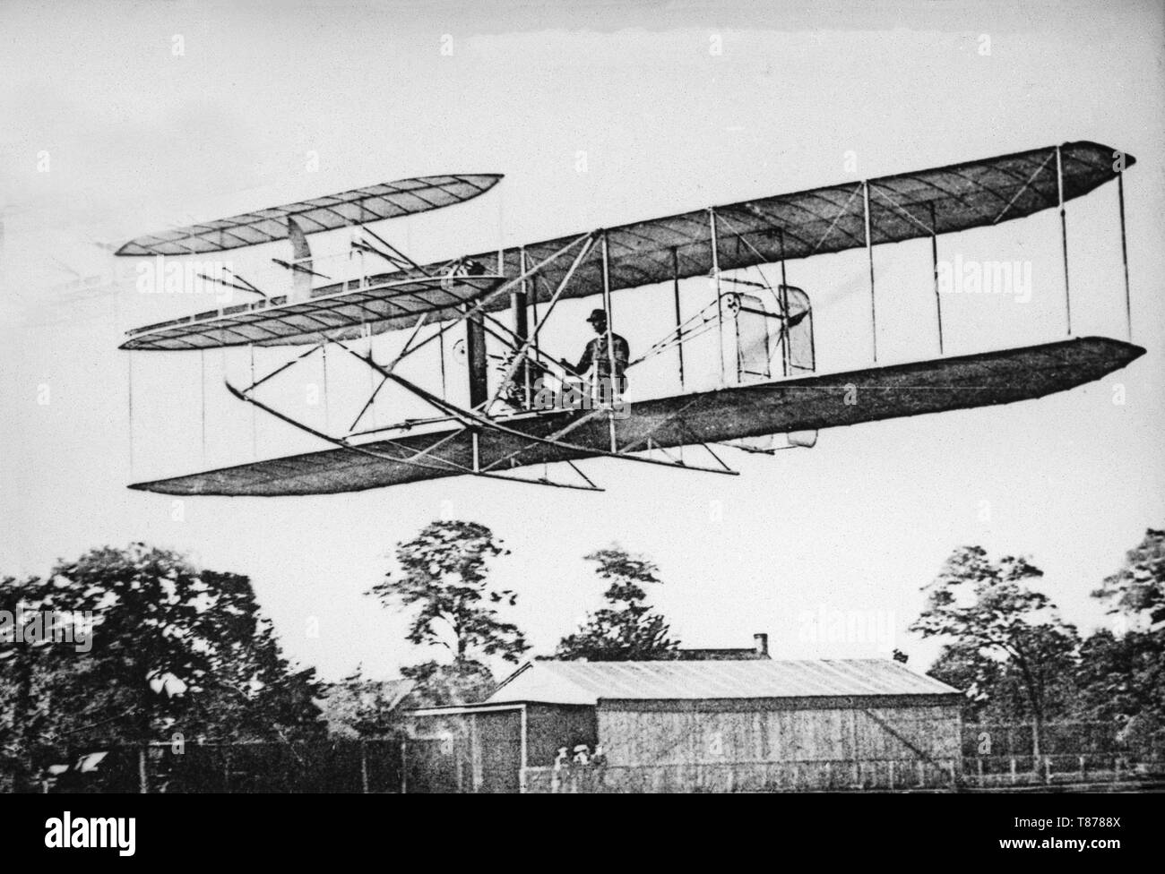 Der Wright Flyer III Flugzeug. Der Wright Flyer III war das dritte angetriebene Flugzeug der Brüder Wright, während des Winters von 1904-05 gebaut. Orville Wright den ersten Flug mit es am 23. Juni 1905. Stockfoto