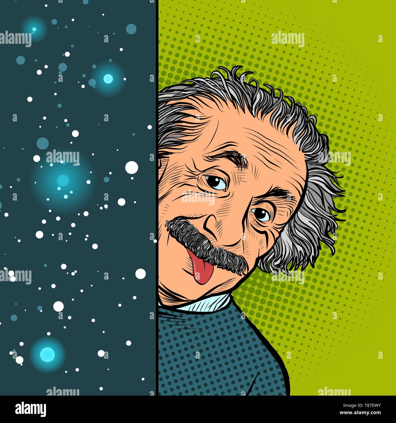 Moskau, Russland - 11. April 2019. Albert Einstein, Wissenschaftler, Physiker, handgezeichneten Portrait. Wissenschaft und Bildung. Das Thema der Theorie der Relati Stock Vektor