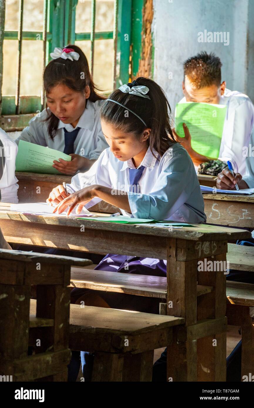 Indien, Nagaland, Mon, High School Stockfoto